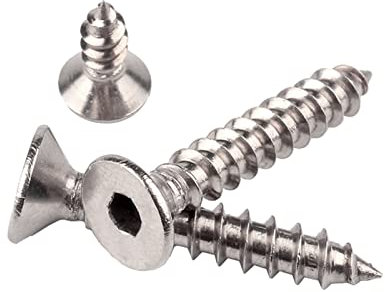 ORANXIN M3 x 6mm 50 Pcs Testa piatta Viti autofilettanti Acciaio inossidabile 304 Svasato Viti auto-perforazione Esagono interno Viti per legno