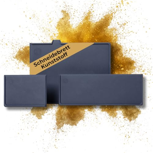 Chef Cuisine Schneideunterlage Kunststoff Küche – Set aus 3 flexiblen Schneideauflagen in verschiedenen Größen, rutschfest, schnittfeste Schneideauflage zum Schutz vor Kratzern und Verfärbungen, grau