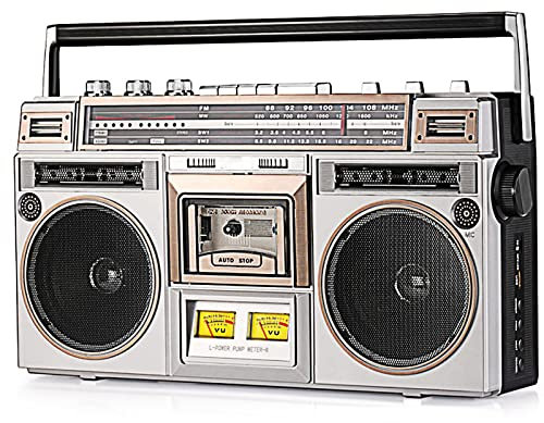 bcomedrag Grabadora De Cassette Retro, Boombox Portátil con Bluetooth, Altavoz Estéreo Incorporado/Compatibilidad Completa con Bluetooth, Estilo Clásico De Los Años 80 con Tecnología Moderna