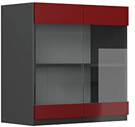 Vicco Mobile da cucina in vetro R-Line, Rosso, 60 cm