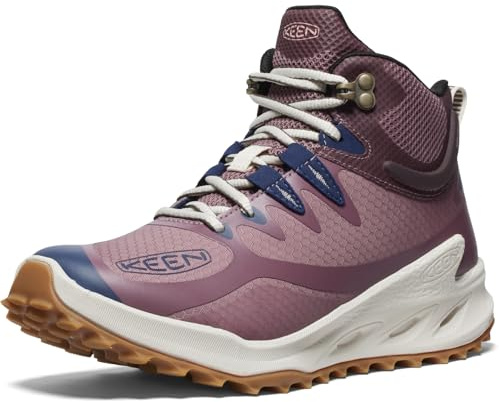 KEEN Women's Zionic Mid Height Waterproof All Terrain Hiking Boots, Nostalgia Rose/Peach Parfait, 5