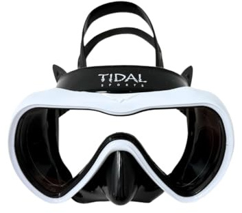 Tidal Mask - Advanced Anti Fog Diving Mask for Scuba Diving, Snorkeling, and Free Diving. Wide-Angle Single Lens. Best Anti Fog Scuba Mask, Snorkel Mask, Dive Mask for Adults. (White/Clear Lens).