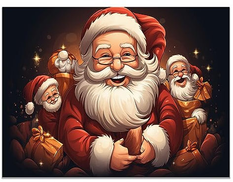SHYAMIC Bilder Leinwandbild Kunstdruck, Grauer, roter Weihnachtsmann Wandbild X-Mas Fenster Fotodruck Schneemann Kunstdruck Leuchtbild, Weihnachten Winteridylle Effekt - 60x90cm Ungerahmt