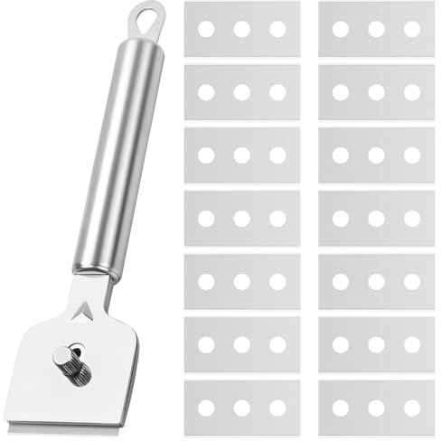 Volumoon Raschietto Vetroceramica Professionale, Raschietto per Vetro, Multiuso Raschietto, Raschietto + 14 Lame in Acciaio Inox, per Pulizia Ceramica, Forno, Piano a Induzione, Piastrelle, Pavimento