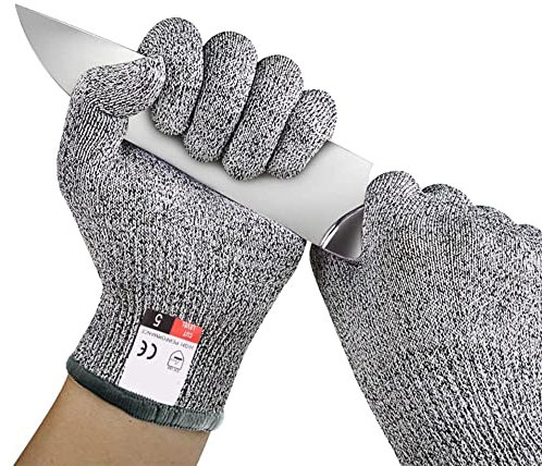 Gartenhandschuhe for Damen und Herren, gummibeschichtete Handschuhe, verschleißfeste schnittfeste Arbeitshandschuhe, spezielle stichfeste Handschuhe, Schutzstufe 5, 6 Paar, Grau (Größe: M) (Co (Color