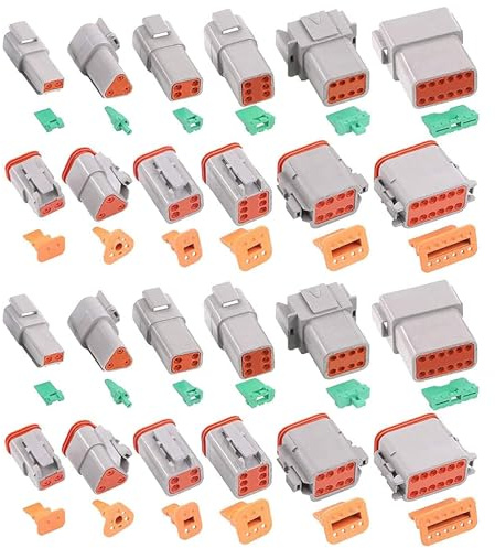 SENRISE - Kit connettori DT, 24 set maschio e femmina, connettori per cavi elettrici, kit connettori elettrici Deutsch DT, connettori sigillati per autoveicoli, moto, camion, barche (2/3/4/6/8/12 poli