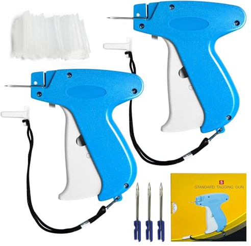 OunglyChoi clothes tagging gun for clothes tag gun Pricing Gun with Labels 2PACK Tag Gun with 2500PCS Paddle Thread(White, 5cm) and 3PCS Replacement Needles, Clothes Tagging Gun for Socks, Hats
