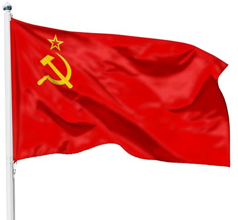 PHENO FLAGS Bandiera dell’Unione Sovietica - bandiera sovietica 90 x 150 cm con occhielli in ottone - bandiera resistente per pennone - 100% poliestere