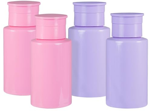 Push Down Pump Dispenser Bottles: Refillable Liquid Containers for Alcohol, Nail Polish Makeup Remover, Salon, Hospital, Travel Use