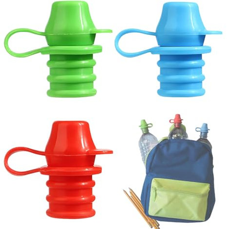 Lot de 3 adaptateurs de Bec verseur en Silicone de Remplacement Bouchon de Bouteille d'eau pour bébé, pour Tout-Petits pour Bouchons de Bouteille d'eau Anti-Fuite, sans BPA