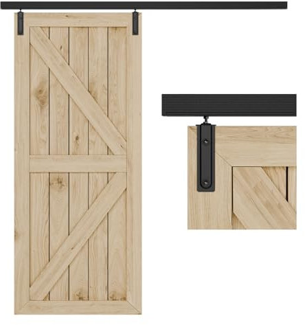 TSMST Sistema de puerta corredera de 201 cm para montaje en techo, juego completo de rieles con herrajes para puerta corredera
