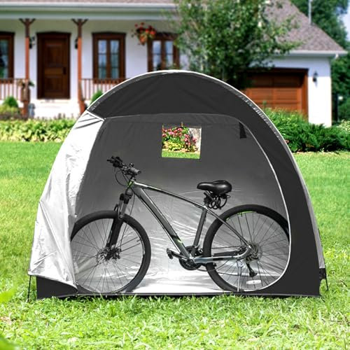 Bike Shed,Bike Tent, UV-Proof Waterproof Oxford Bike Shed, Portable Bike Storage Tent Built-In Storage Pockets and Ventilation Windows, Bike Covers for Outside Storage