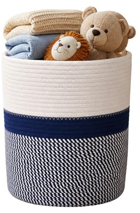 Cotton Rope Basket Cloth Toy Storage Laundry Washing Large Organizer Hamper | Laundry Basket, Woven Basket (Large)