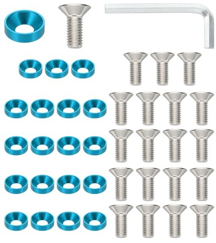 PATIKIL Kit De Arandelas Avellanadas M8, Juego De 40 Piezas De Aleación De Aluminio Para Tornillos De Cabeza Plana Para Accesorios Mecánicos Y Modelos DIY, Azul Cielo