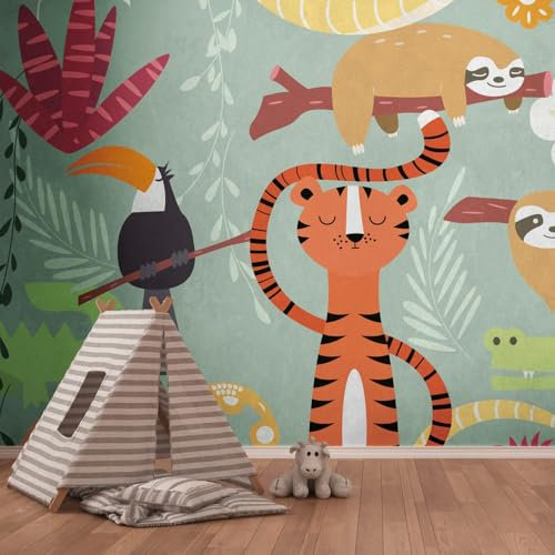 Profhome Kindertapete 383031-GU Vliestapete orange gelb grün rot Fototapete 0,53 m x 20,10 m / 10,39 m2