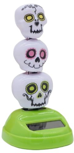 Solar Toys - 3 figuras de cabeza de calavera oscilante para el salpicadero del automóvil, juguetes de baile alimentados por energía solar resistentes a la intemperie para interior del automóvil