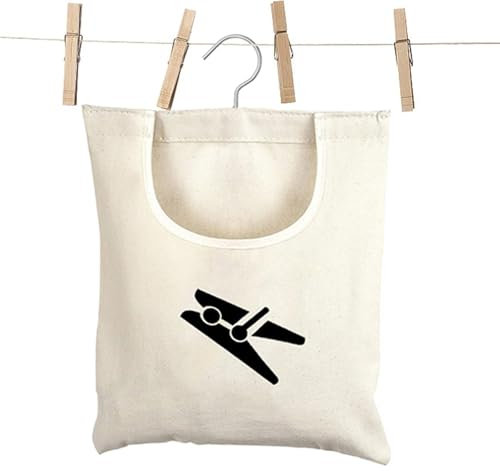Peg Bag Clothespin Storage Bag Pegs Cotton Canvas Clothes Peg Storage Bag 30x25cm Reusable Washable Hanging Pegs Bag Indoor Outdoor White