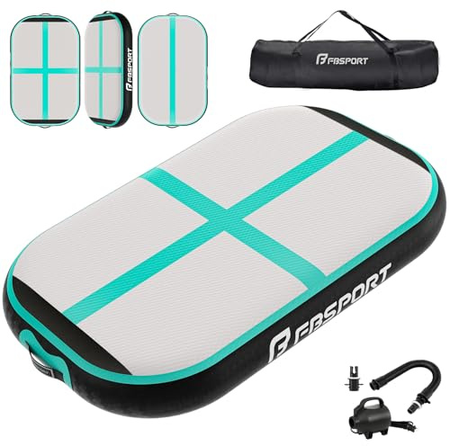 FBSPORT Airtrack Matte, 10/20cm Hoch Verdicken 60CM Tumbling Matte,Gymnastikmatte mit Luftpumpe,Trainingsmatte mit Tragetasche,Turnmatte für Zuhause, Outdoor,Yoga, Übungsgymnastik