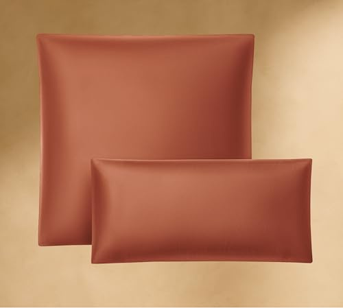 Seralino Satin Kissenbezug 30x50 Orange Nackenkissen Bezug (2er Set) 100% Bio Baumwolle (Mako Satin), Kopfkissenbezug auch als Dekokissen verwendbar, weicher Kissenbezug 50x30 mit Reißverschluss
