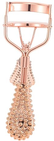 Roségold Wimpernzange mit Rutschfestem Griff, für Frauen | Metallbeschichtet mit Gummi, Tragbar und Hautschonend, für Make Up, Ergonomisches Design mit Pinzette