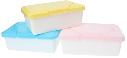 WEKADRIN 3pezzi Contenitori Porta Salviette Riutilizzabili in Pp Con Coperchio Per Salviettine Umidificate Organizer Compatto Per Desktop Resistente e Facile Da Pulire