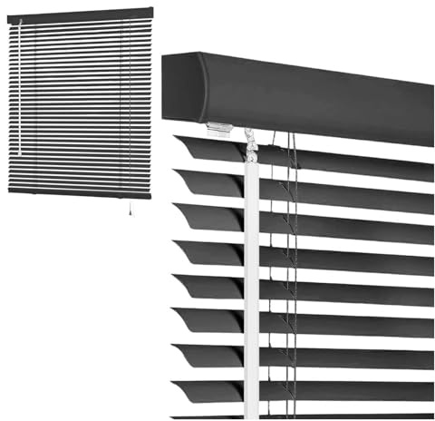 WXGZSKLV Veneziane in Alluminio, 40 45 35 70 60 125 130 150 180 160 200 cm Tende Orizzontali Oscuranti da Interno Larghezza, 25 mm Tenda Veneziana Impermeabile per Casa Finestre(Nero)