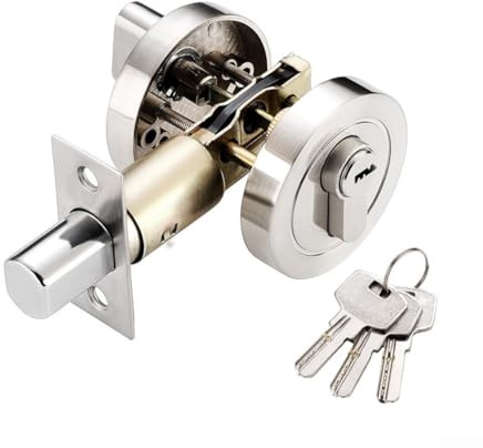 Oniissy Serratura per porta in acciaio inox con chiave, per casa e ufficio, serratura interna su un lato con chiusura antifurto ispessita, per una facile installazione per porte anteriori e camere da
