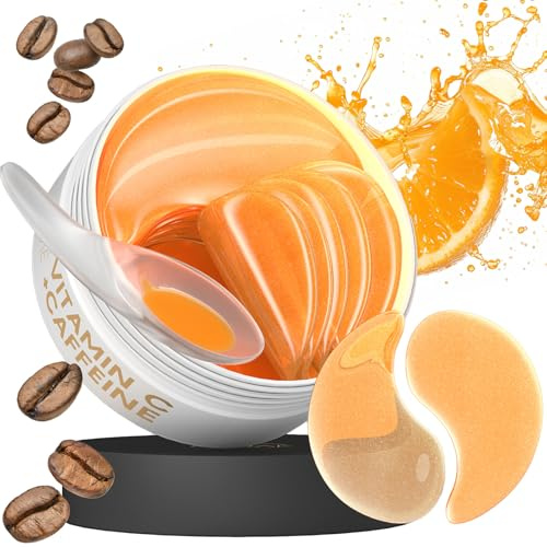 AURAE Vitamin C & koffein ögonkuddar mot ögonringar (30 par) – Eye Pads för hydrering, Under ögonlappar för borttagning av mörka ringar, ögonkuddar mot påsar, svullna ögonpåsar