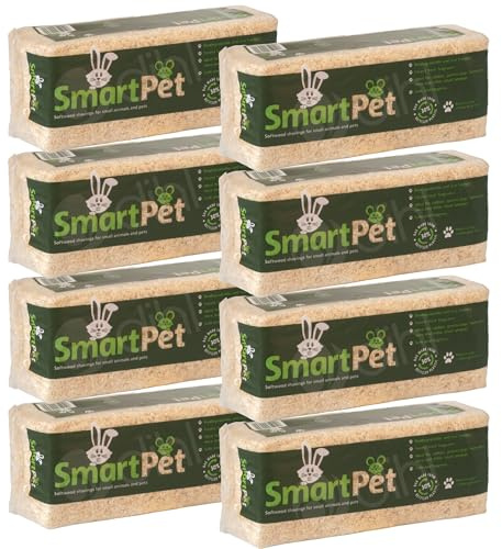 Dihl Smart Pet Pack of 8 Small Animal Wood Shavings Natural Pet Bedding 8KG, Dust Extracted Premium Pet Bed Substrate, Odour Control, For Rabbit, Hamster, Gerbil, Guinea Pig, Mouse, FSC Approved