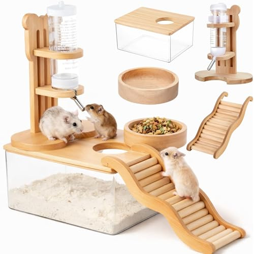 Sonwyoung 4 Pcs Hamster Cage Accessories Water Bottle Set