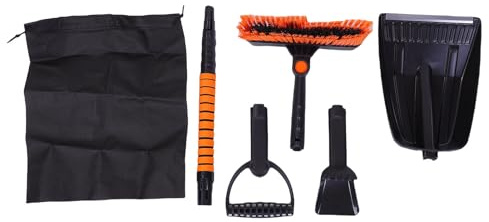 Greensen Bil Snö Skyffel Kit, Heavy Duty Teleskopisk Snöborste och Is Skrapa med 180° Roterbar Huvud och Skum Grepp, för SUVs Lastbilar Bilar Fordon Vinter SnöBorttagning
