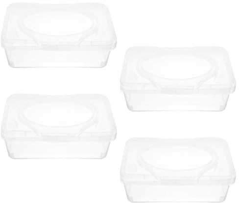 TOYANDONA Feuchttücher Spender 4 Stück Transparent PP Nachfüllbar Feuchttücherbox für Wickeltisch und Reise Organizer Aufbewahrungsbox