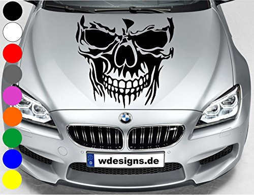 wDesigns Autoaufkleber Totenkopf Skelett Skull Aufkleber Motorhaube Sticker Heckscheibe (schwarz)