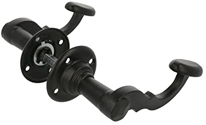 Amig - Juego de Manillas - Redondas - Roseta de Ø 60 mm - Cuadradillo de 8 mm - Ideal para todo Tipo de Puertas de Paso en Interior - Placa de Acero y Tirador de Zamak Negro