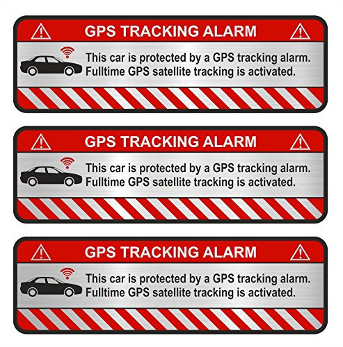 9x GPS Aufkleber Fahrrad Motorrad Auto -Finest Folia Alarm Warnung Anti Diebstahl Sticker Tracker gesichert (Aluminium Schliff Silber, R054 Auto)