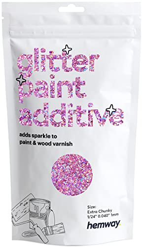 Pink Holographic Glitter Paint Additive Extra Chunky 100g for Adding Sparkle to Paints & Varnish | Paint Walls Sparkly Add to Emulsion, Acrylic or Lacquer Indoor | Hemway