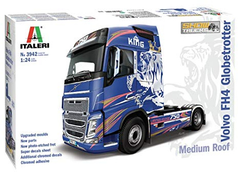Italeri 1:24 Volvo FH4 Globetrotter/Medium Roof, originalgetreue Nachbildung, Modellbau, Basteln, Hobby, Kleben, Plastikbausatz, Zusammenbauen
