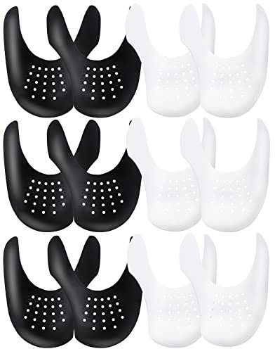 YOLOPARK Creases Protectors for AF1s Shoes and More, 6 Pairs Sneaker Crease Saviors for Men's 7.5-13 Women's 5-9, Black& White, Men's Size(7.5~13)