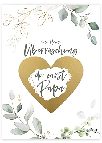 HIMMEL.HERZ.PAPIER® Schwangerschaft verkünden - Rubbelkarte Schwangerschaft - Familie & Freunde - 10er Set GrünGold