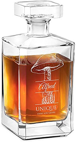 Maverton Carafe à Whisky gravée, 700ml Décanteur en verre transparent