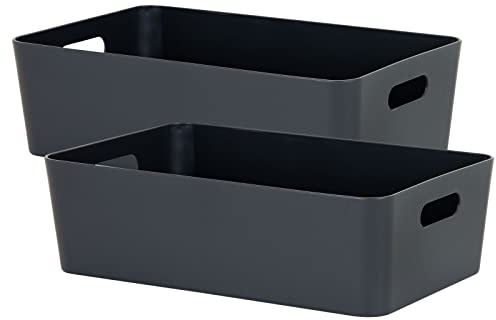 #11 2x Ordnungsbox 12cm hoch anthrazit 39,5x25cm Ordnungskorb Wandregal