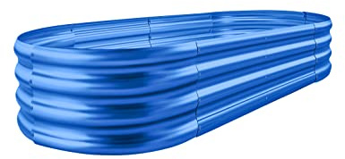 Land Guard Verzinktes Hochbeet-Set, verzinkter Pflanzgefäß, erhöhte Gartenkästen für den Außenbereich, ovale große Metall-Hochbeet für Gemüse, 1,2 x 0,6 x 0,3 m (1 Stück) (blau)