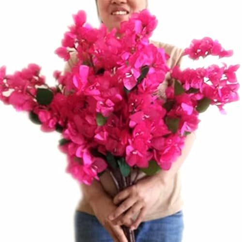 Gladiolus garden 5pcs Silk Bougainvillea Grabble Flower Fake Bougainvillea Spectabilis Tree Branches 35'' for Wedding Centerpiece Floral Decoration (deep pink)