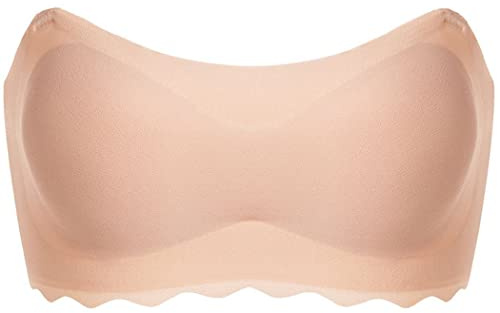 ZESLIV Dam bandeau BH utan bygel vadderad kupa svart sömlös bandeau-bh axelbandslös helkupa BH, Hudfärg, L