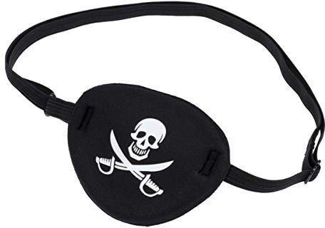 SEWACC Piraten Augen Patches Schwarz One Eye Patch Skull Captain Captain Augenflecken Kreuzbein Augenklappe Weiche Filzpatches für Halloween- Weihnachtspirat- Themen- Partyzubehör (Mit