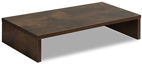 TEAMIX 20 Inch Monitor Stand Riser, Wooden Desktop Riser for TV/PC/Laptop/Printer, Rustic Brown Monitor Riser with Storage, Computer Stand Keyboard Organizer