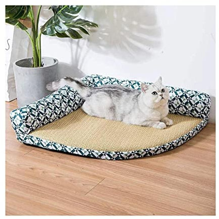 OLOTU Katzenbett Sommer Cool Waschbar Haustierbett Ecke Hundebett Verbessern Sie das Schlafhöhlenbett mit Abnehmbarem Kissen und Wasserdichtem Boden