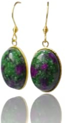 Ohrhänger, Rubin Zoisit, Ohrringe, Rubin fuchsit, Oval, Gold, Edelstein, Grün, Pink, Edelstahl, Hängeohrringe, Rubin in Zoisit Schmuck
