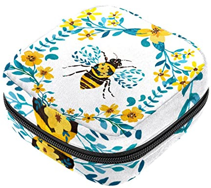 Women Sanitary Napkins Pads Handbag Ladies Menstrual Cup Pouch Girls Portable Tampon Storage Bag Bee Period Pouch with Zipper