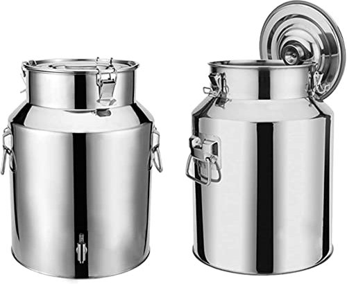 Heavy Duty Milk Can Jug - 5L/9L14L Stainless Steel Milk Churn Canister Wine Pail Bucket Bottle Transport Tank - Optional with and Without Tap (Without Spigot 9L)